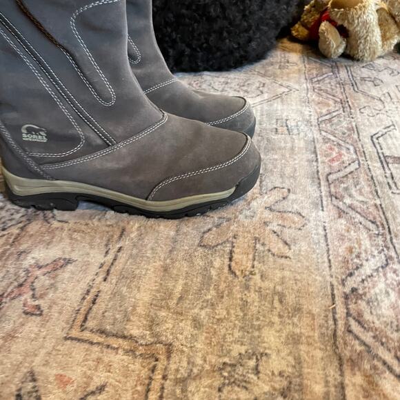 Sorel Water Fall Waterproof Gray Suede Boots WOMEN'S SZ 9 Winter Boots EUC - Picture 3 of 9